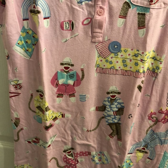 Nick & Nora Pink Sock Monkey Nightgown🍒 - Picture 2 of 4